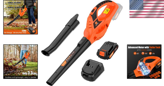 Portable 21V Leaf Blower with Fast Charger - Ideal for Yard and Sidewalk Cleanup