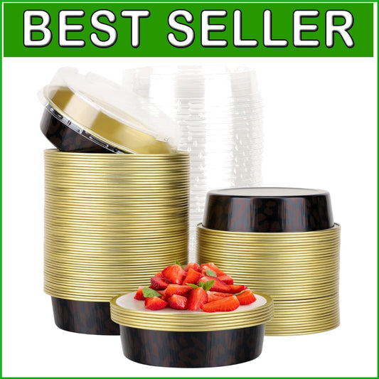 Dark Red Spot Round 4-Inch Aluminum Pans with Lids - Ideal for All Occasions