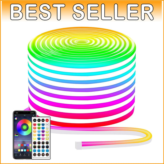 132FT RGB Waterproof LED Rope Lights with Remote/App Control - Flexible & Ver...