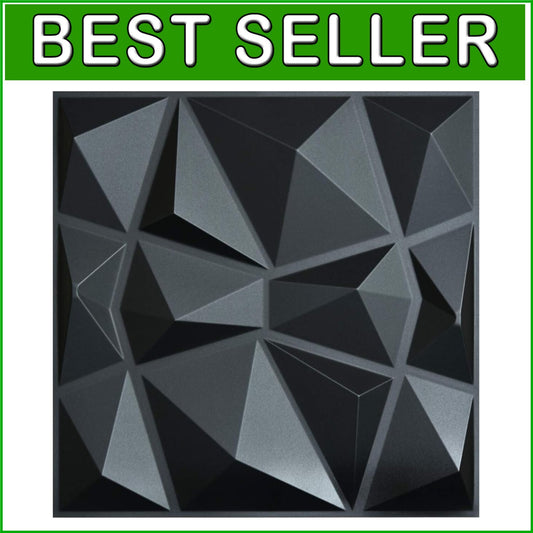 Elegant 3D Matte Black Wall Panels for Living Room - 12 Pack, Easy Glue Down