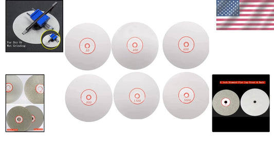 Diamond Flat Lap Disc Set (80-3000 Grit) for Jewelry Making & Glass Grinding