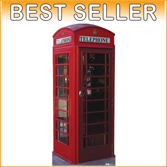 Vibrant English Phone Booth Cardboard Cutout – Ideal for Children's Parties