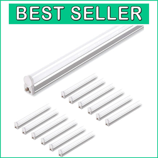 Energy-Efficient 12-Pack 4FT T5 LED Shop Lights - 20W, Indoor Use, 2200lm