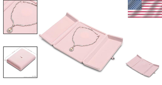 Elegant Pink Velvet Necklace Storage Box for Engagements and Special Occasions