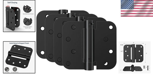Soft Close Door Hinges - 4 Pack, Matte Black, Ideal for Residential & Commercial