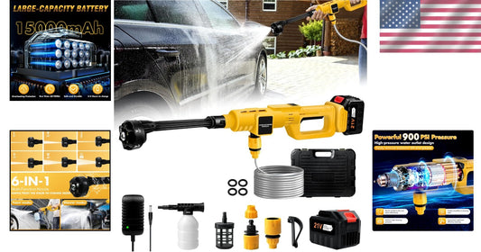 Lightweight Cordless Pressure Washer Gun - 900 PSI, Ideal for Cars and Gardens