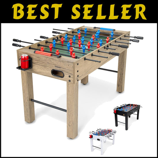 Stylish 48-Inch Foosball Table - Choose Oak, Black or White - With Accessories