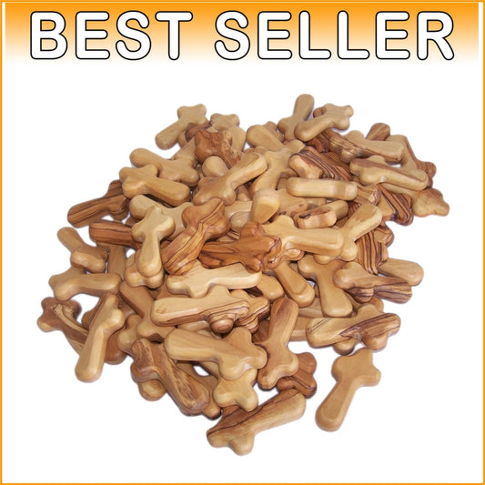 100 Handmade Olive Wood Crosses - 2.5 Inch Pocket Crucifix with Prayer Card