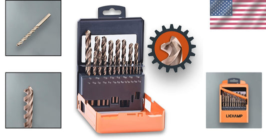 21-Piece Precision Drill Bits Set in Metal Index Case - HSS Cobalt & Three Flute