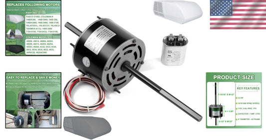 RV Air Conditioner Motor with Capacitor - Direct Replacement for Coleman Mach