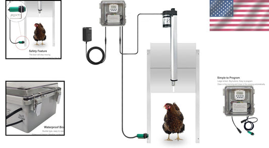 Durable Electric Chicken Coop Door Opener with Manual Control and Timer Settings