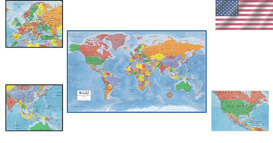 Vibrant 48x78 World Classic Wall Map Mega Poster - Educational Art for Home