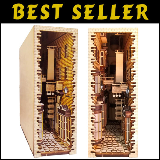 Intricate DIY Book Nook Kit for Adults - LED Light & Decorative Bookend Insert