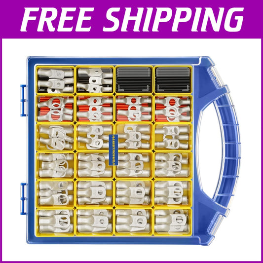 Versatile Tinned Copper Wire Lugs Kit - 220PCS with Easy-Use Heat Shrink Tubing