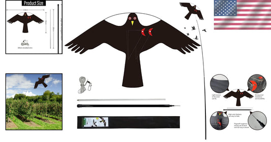 Flying Hawk Kite Bird Deterrent with 4m Pole & Easy Setup - Unisex/Teen Style C