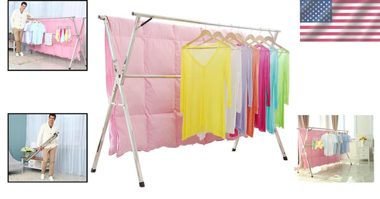 63-Inch Collapsible Heavy Duty Clothes Drying Rack for Indoor/Outdoor Use
