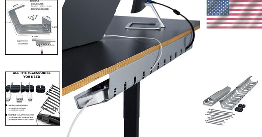 Sturdy Silver Cable Management Trays with 10 Ties - Set of 3 for Home Office