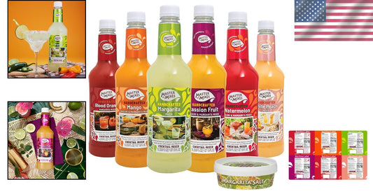 Diverse Margarita/Daiquiri Mix Variety - 6 Ready Bottles + Salt Tub for Parties