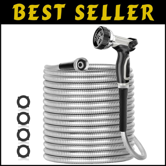 200ft Durable Stainless Steel Garden Hose – Flexible, Non-Kinking & Leak-Proof