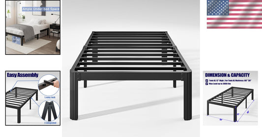 Sturdy Twin XL Metal Platform Bed Frame with Storage - Modern & Easy Assembly