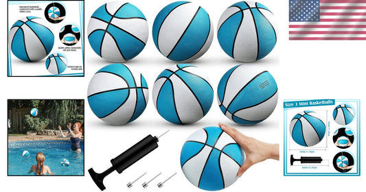 7-Inch Waterproof Blue Rubber Basketballs - Ideal for Pool & Lake Parties