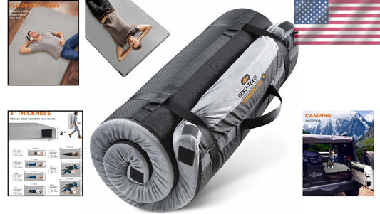 3-Inch Thick Memory Foam Camping Mattress - Portable & Washable for Guests