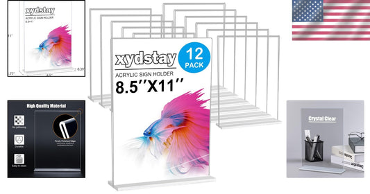 T-Shape Acrylic Stand 12-Pack for Menus & Flyers - Versatile Clear Displays