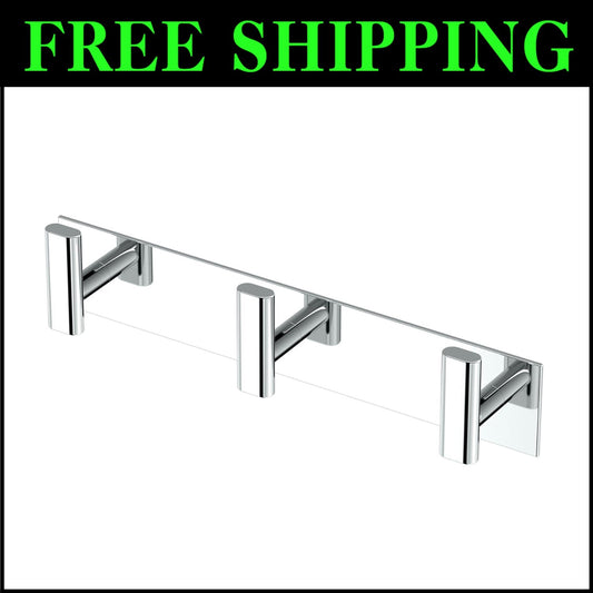 Durable Rust-Resistant Chrome Bathroom Hook - 11" Wall Mounted Triple Hooks
