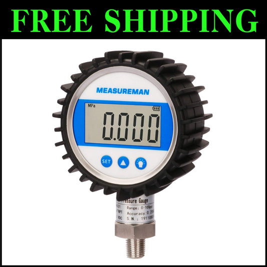 Digital Pressure Gauge 3-1/8" Dial, 0-10000psi, 0.25% Accuracy - Durable Design