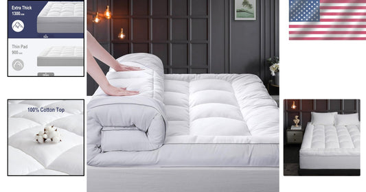 Extra Thick Queen Mattress Topper - 1300 GSM Down Alternative for Comfort