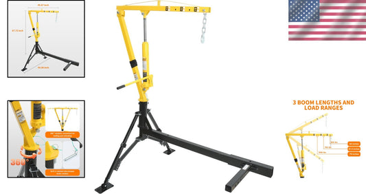1000 lbs Portable Hydraulic Swivel Crane for Trucks - Adjustable Boom Capacity