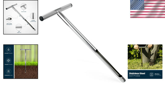 21-Inch Stainless Steel Soil Sampler Probe with T-Style Handle for Gardeners