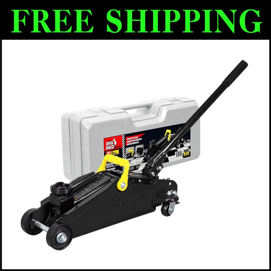 Premium 2 Ton Hydraulic Trolley Floor Jack with Safety Bypass and Carrying Case