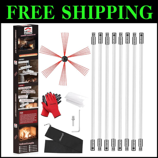 Professional 30ft Chimney Sweep Kit: Brush, Rods, and Essential Accessories