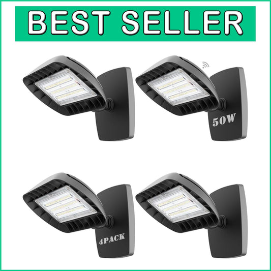 Energy-Saving 50W LED Flood Light Set - IP65 Waterproof, Dusk to Dawn Automation