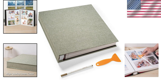 Elegant Linen Scrapbook Album - 4x6, 5x7, 8.5x11 Photos & 120 Sticky Pages