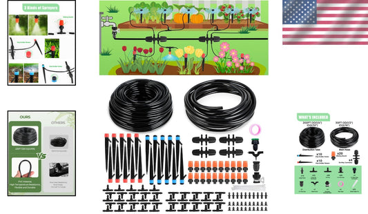 Flexible Modular 230FT Drip Irrigation & Misting System for Garden & Hydroponics