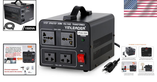 1500W Voltage Transformer - Step Up & Down Converter with Circuit Breaker Safety