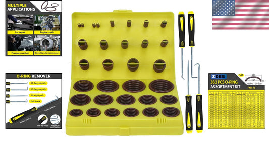 382 PCS SAE Viton O Ring Assortment Kit - 30 Sizes for High-Temperature Appli...