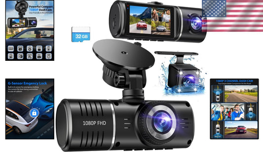 Triple Channel 1080P Dash Cam - Front, Rear & Cabin Camera for Total Safety