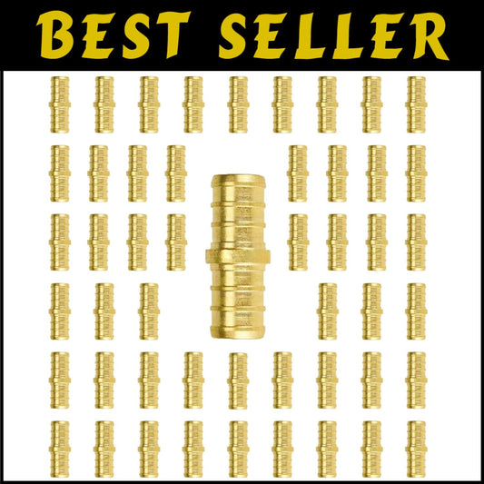 50-Pack 1/2" Lead-Free Brass PEX Coupling - NSF Certified Plumbing Fittings