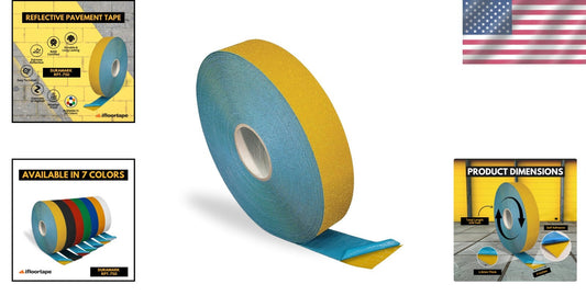 BASt Certified 2" Reflective Slip-Resistant Pavement Marking Tape - 108ft Yellow