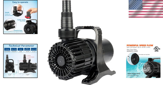 4000 GPH Submersible Aquarium Water Pump with Heat Protection & Quiet Design