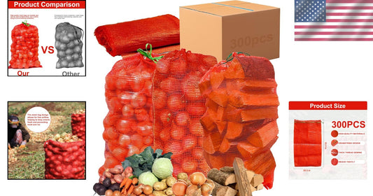 Bulk 300 Red Mesh Storage Bags – Ideal for Onions, Potatoes & Produce Freshness