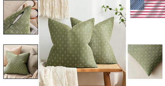 Chic Sage Green 24x24 Pillow Covers for Sofa & Bed - Premium Quality Fabric