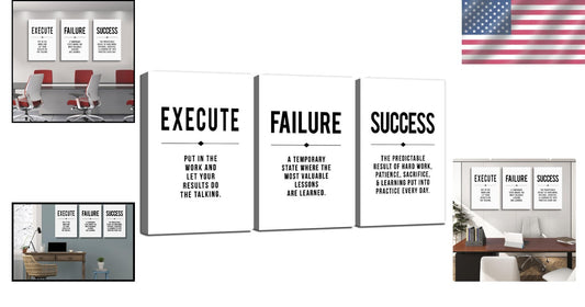 Durable Canvas Motivational Wall Art - Positive Quote Posters, Set of 3, 16x24"