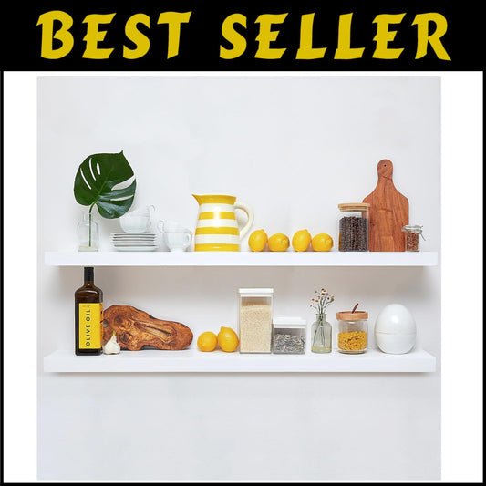 Heavy-Duty 48 Inch Floating Shelves - Elegant Décor for Kitchen & Bathroom