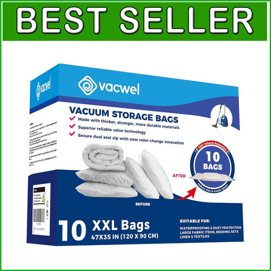 Extra-Large Vacuum Storage Bags - 47x35in Space Saver for Comforters & Clothing