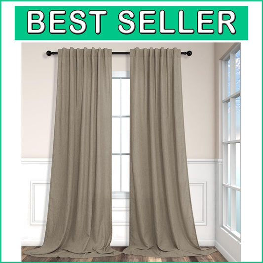 2 Panel Set of Airy Extra Long Linen Curtains 108'' - Elegant Window Drapes