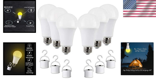 Durable Rechargeable LED Light Bulb with Backup Power - 6 Pack for Home/Office